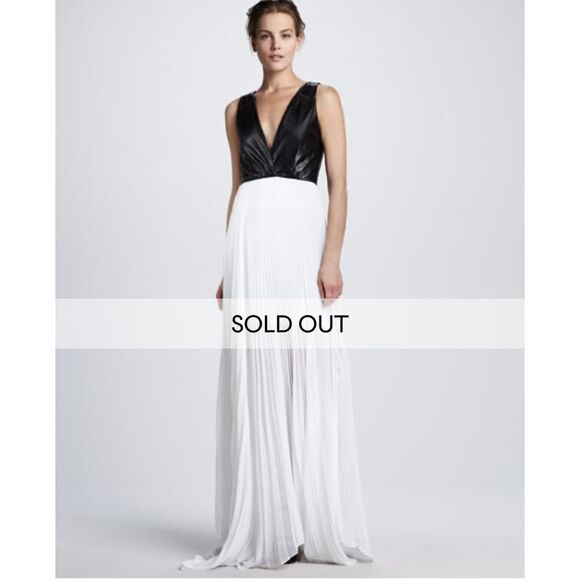 NWT Alice + Olivia Luna Leather-Top Maxi Dress Size 8 - Picture 14 of 14